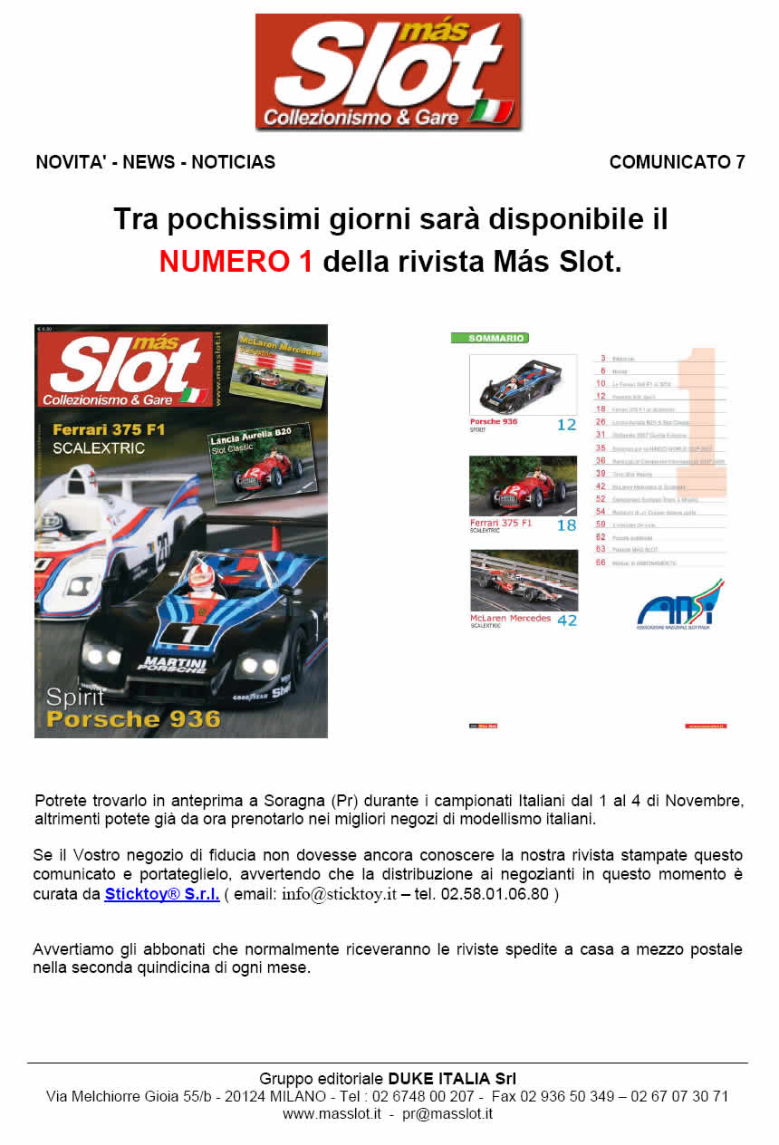 comunicato stampa uscita numero uno